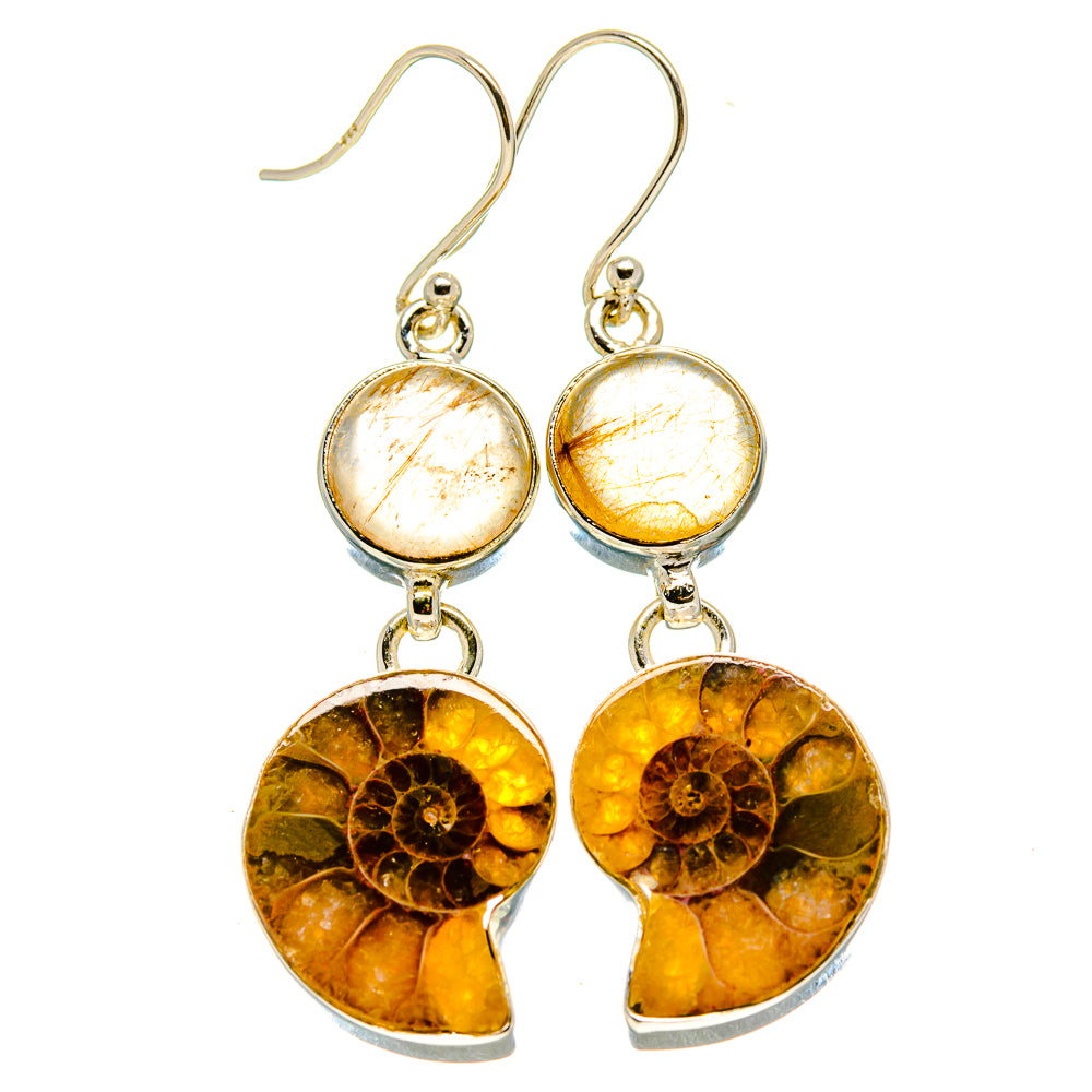 Ammonite Fossil Earrings handcrafted by Anasilvercos - EARR416104