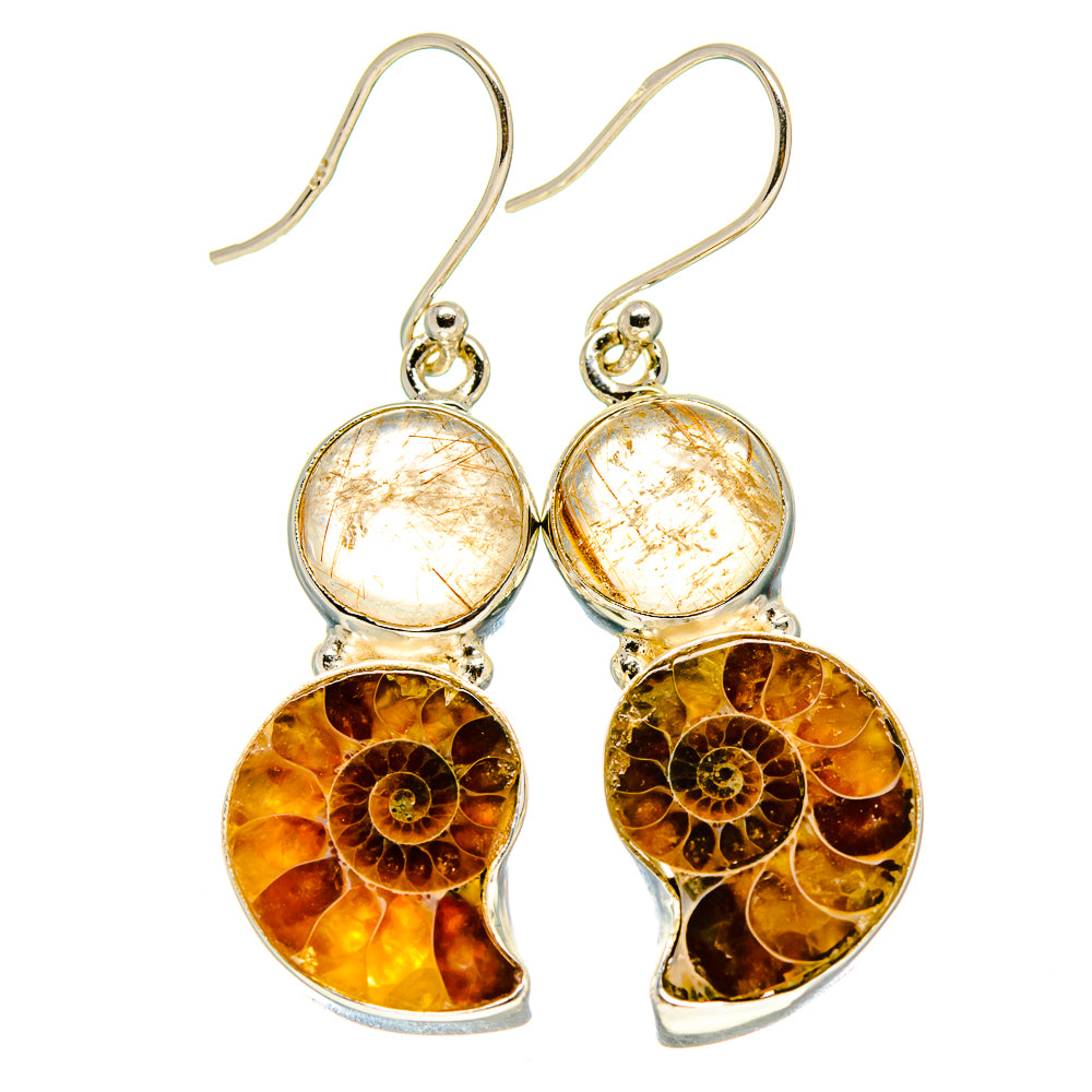 Ammonite Fossil Earrings handcrafted by Anasilvercos - EARR416109