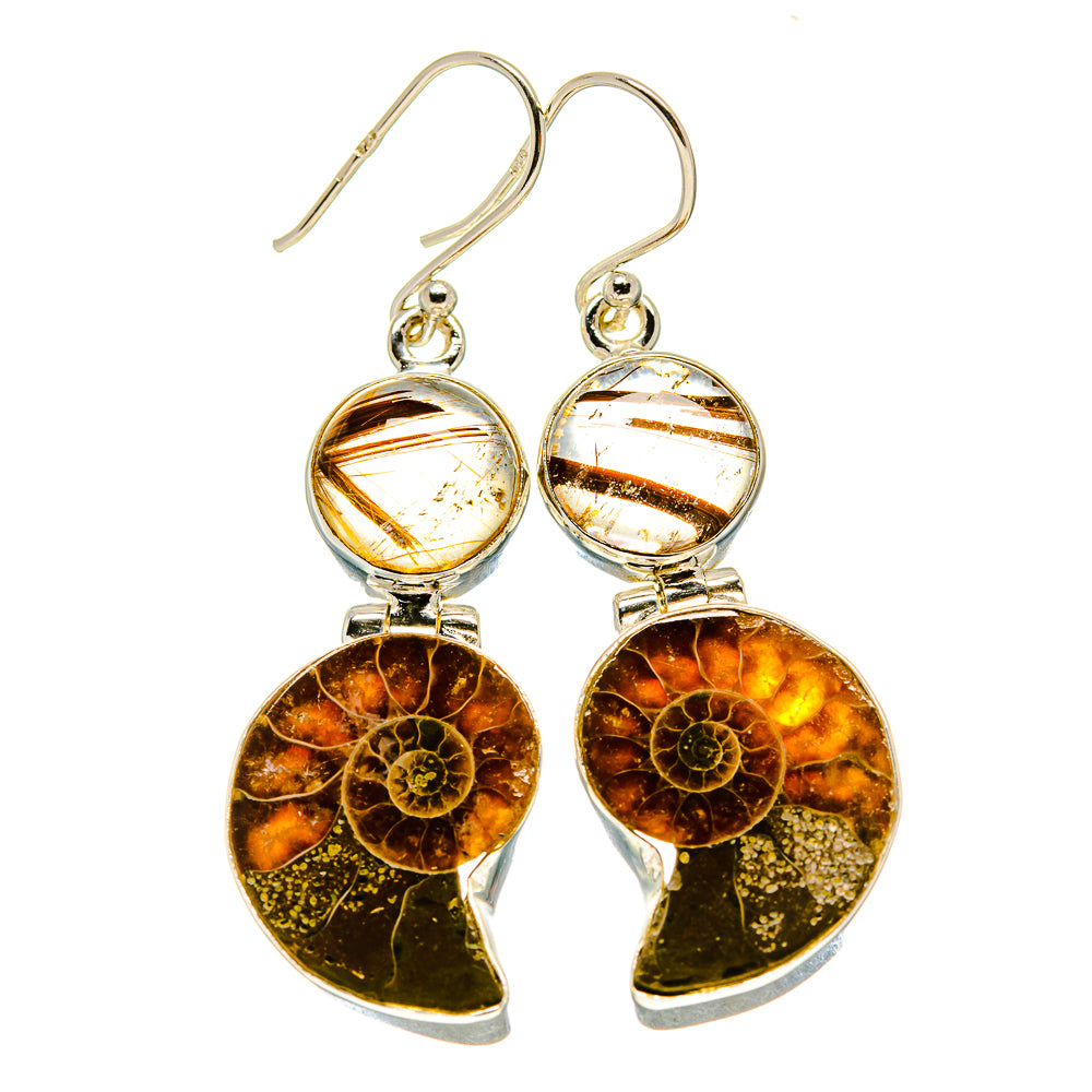 Ammonite Fossil Earrings handcrafted by Anasilvercos - EARR416114