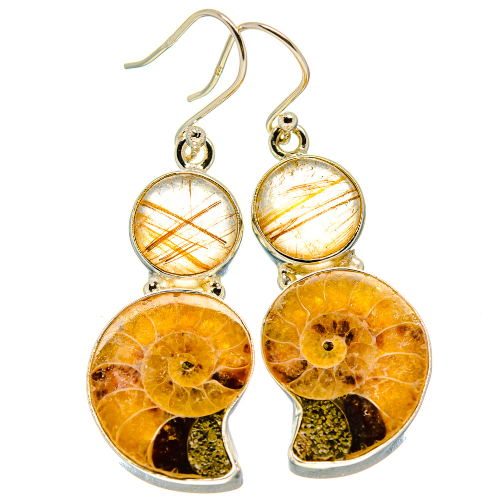 Ammonite Fossil Earrings handcrafted by Anasilvercos - EARR416128