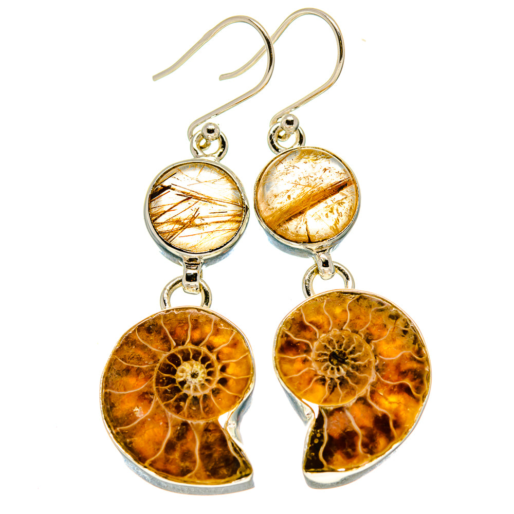 Ammonite Fossil Earrings handcrafted by Anasilvercos - EARR416143