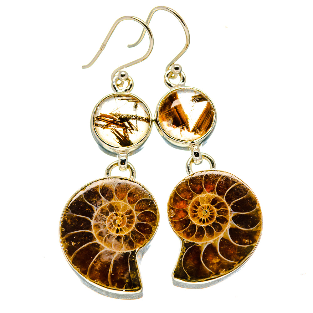 Ammonite Fossil Earrings handcrafted by Anasilvercos - EARR416172