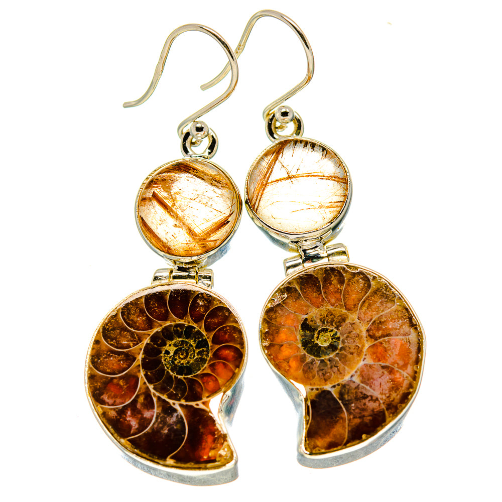 Ammonite Fossil Earrings handcrafted by Anasilvercos - EARR416174