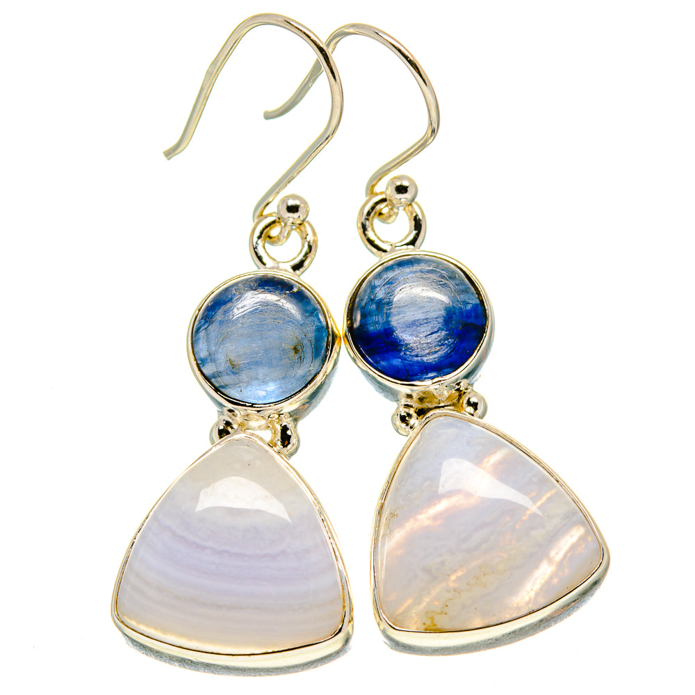Blue Lace Agate Earrings handcrafted by Anasilvercos - EARR416180