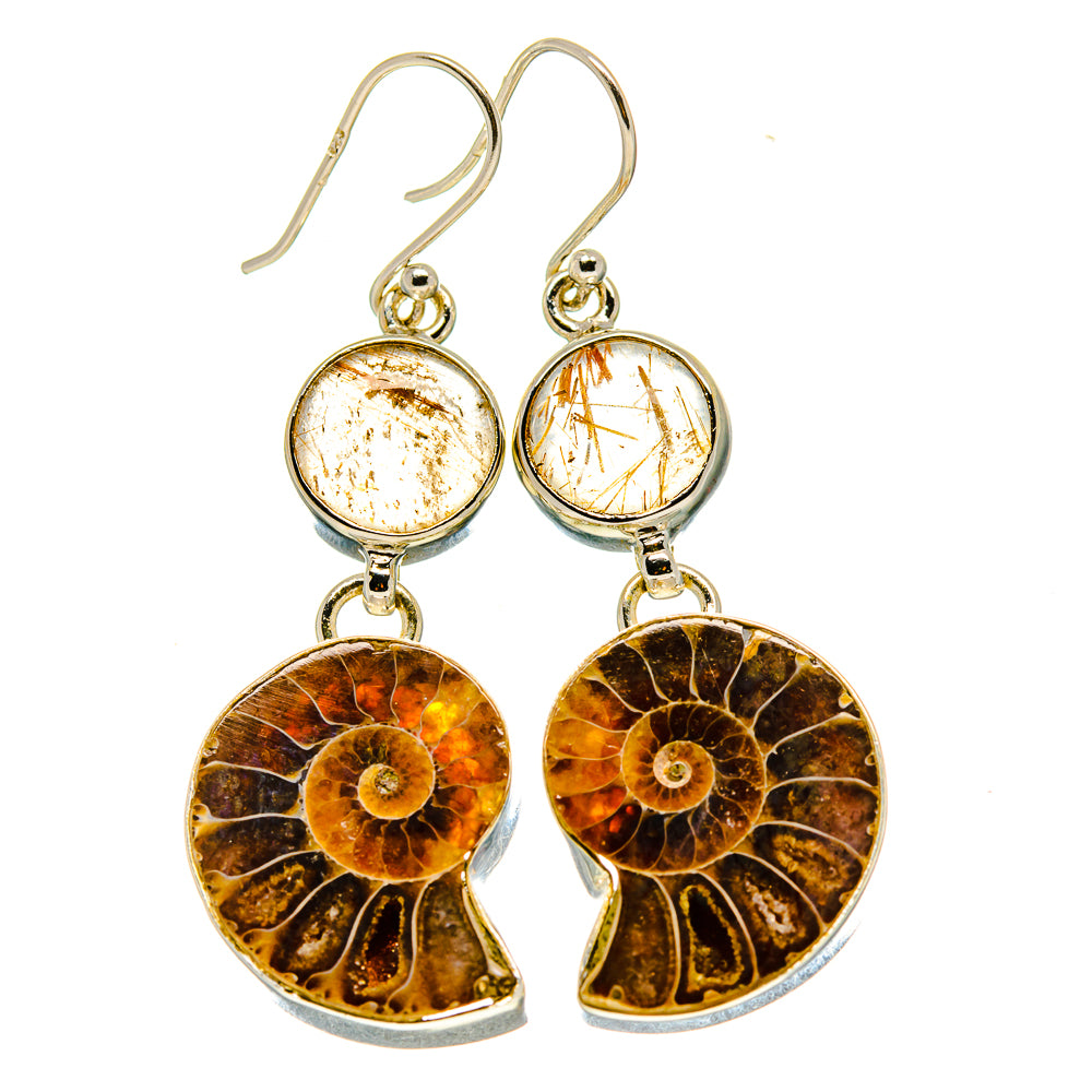 Ammonite Fossil Earrings handcrafted by Anasilvercos - EARR416190