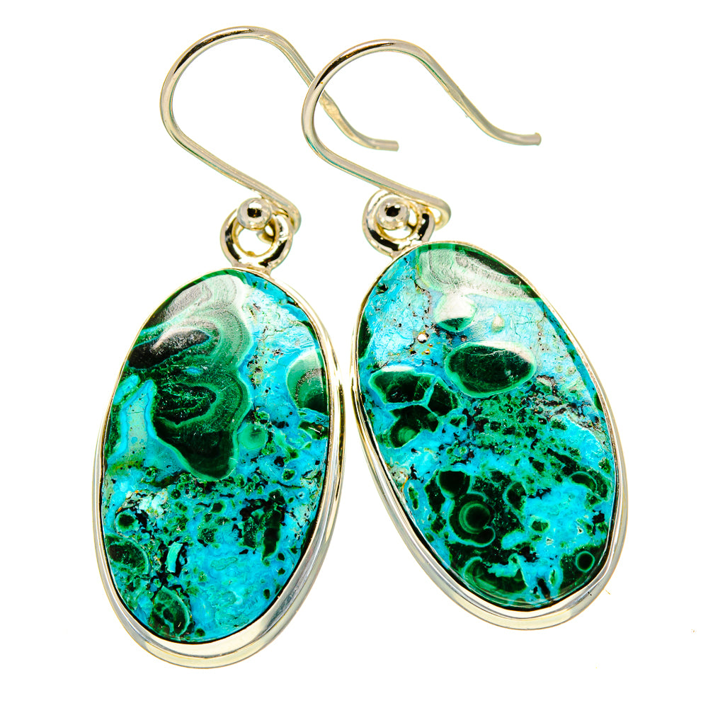 Malachite In Chrysocolla Earrings handcrafted by Anasilvercos - EARR416191