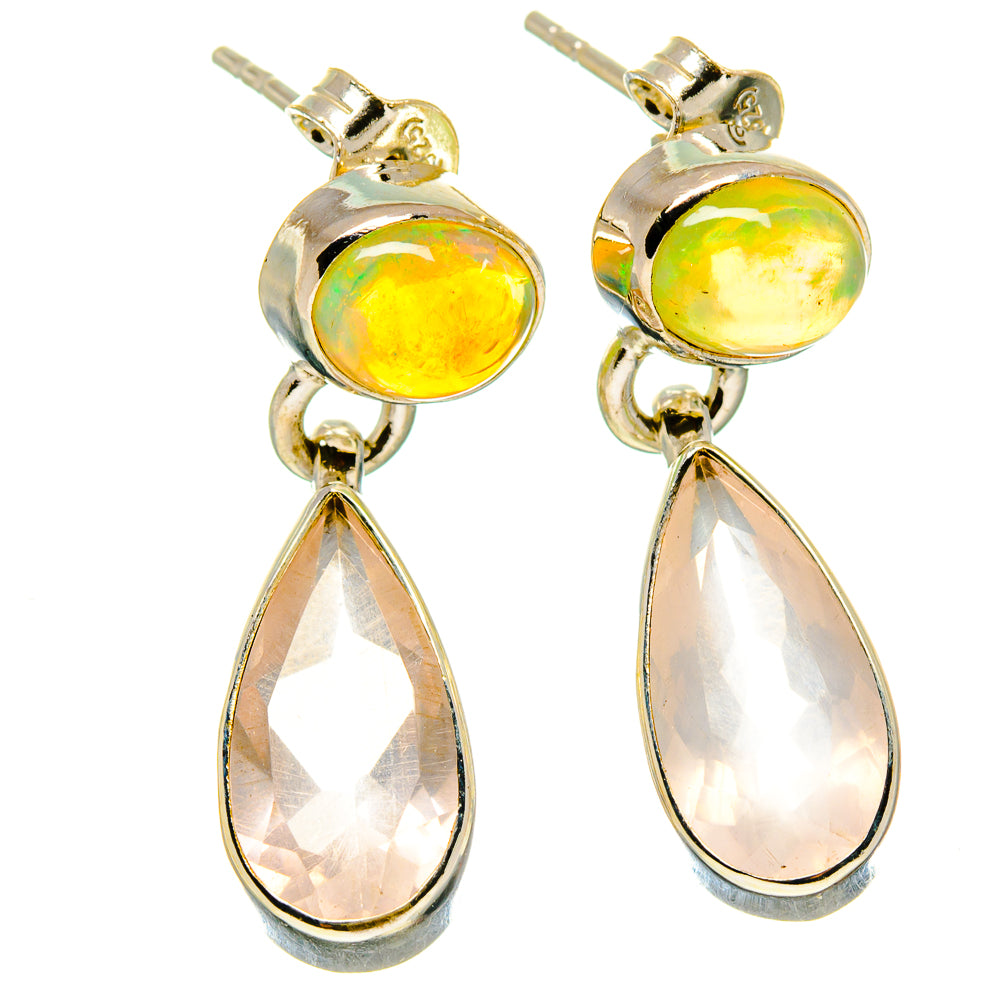 Rose Quartz Earrings handcrafted by Anasilvercos - EARR416196