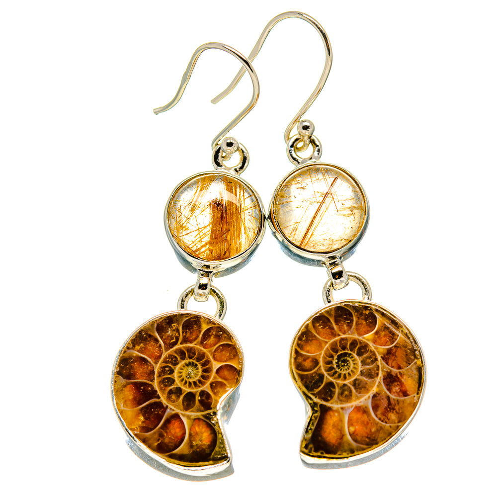 Ammonite Fossil Earrings handcrafted by Anasilvercos - EARR416202