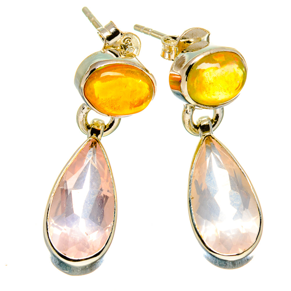 Rose Quartz Earrings handcrafted by Anasilvercos - EARR416217