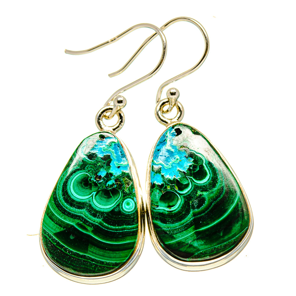Malachite In Chrysocolla Earrings handcrafted by Anasilvercos - EARR416239