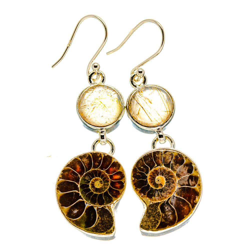Ammonite Fossil Earrings handcrafted by Anasilvercos - EARR416241