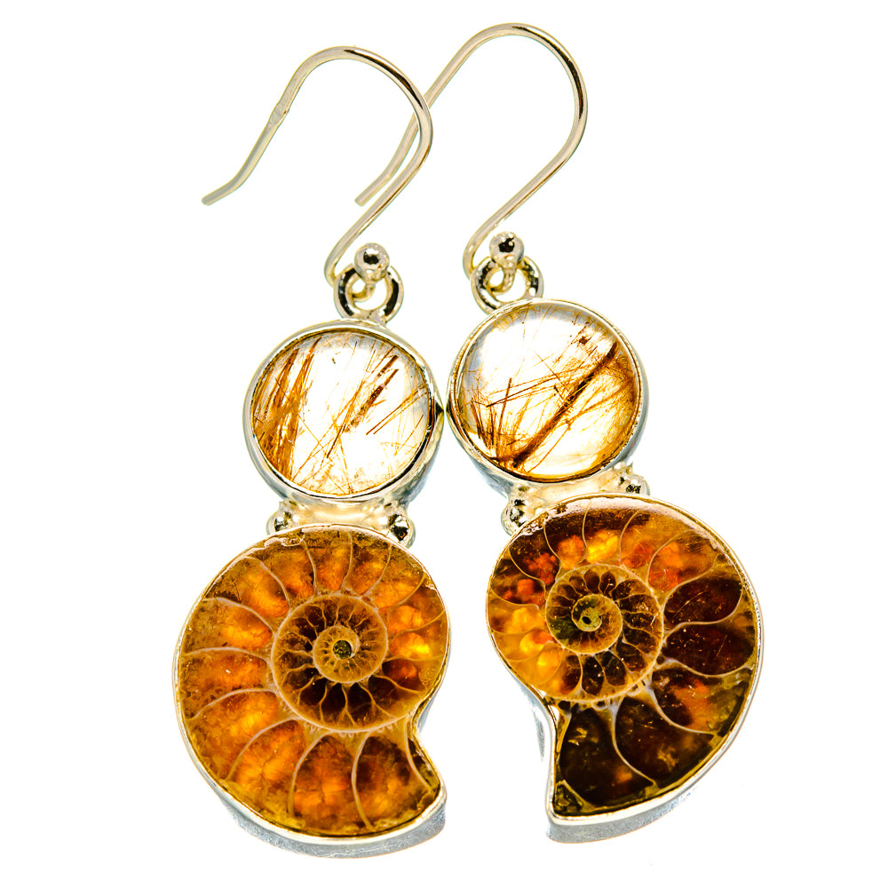 Ammonite Fossil Earrings handcrafted by Anasilvercos - EARR416251