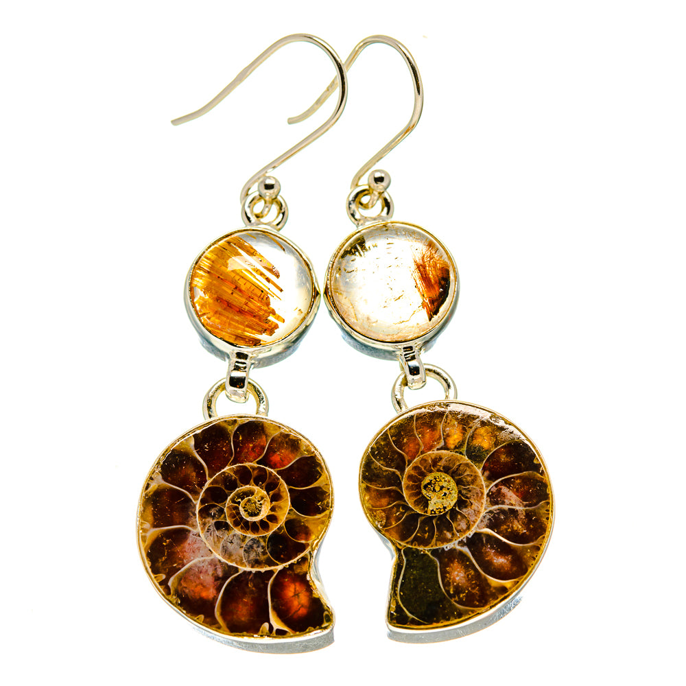 Ammonite Fossil Earrings handcrafted by Anasilvercos - EARR416255