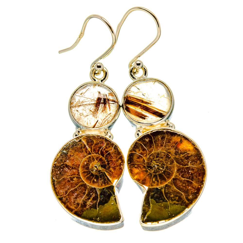 Ammonite Fossil Earrings handcrafted by Anasilvercos - EARR416259