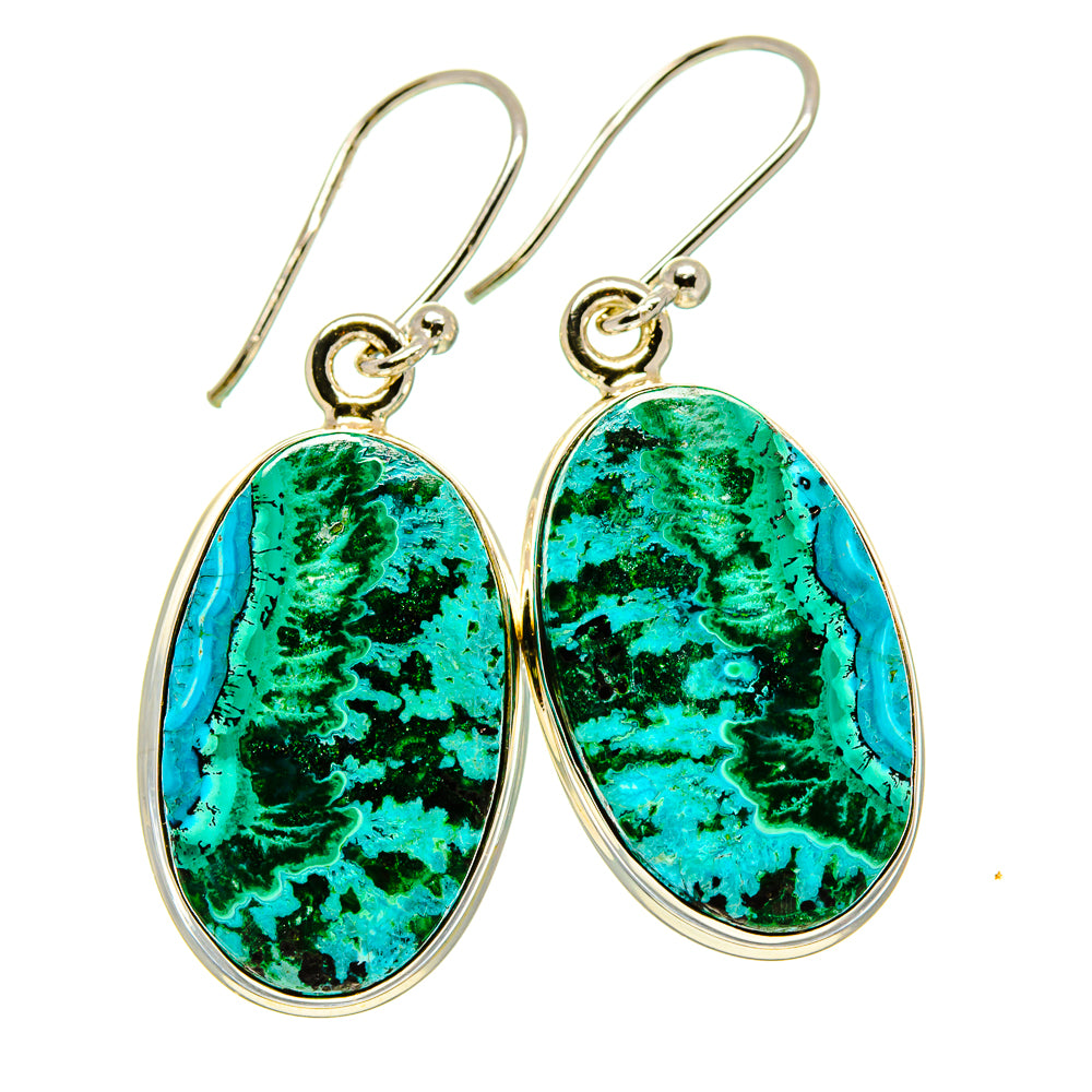 Malachite In Chrysocolla Earrings handcrafted by Anasilvercos - EARR416267