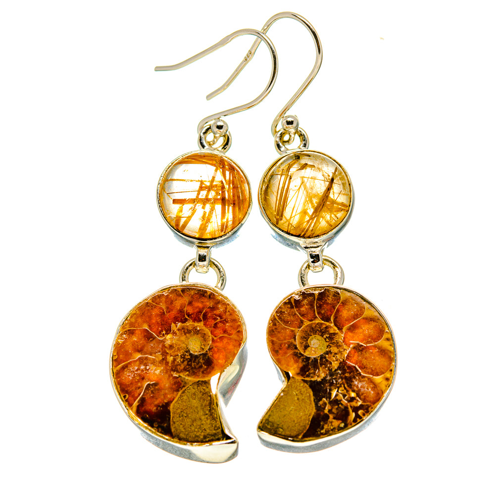 Ammonite Fossil Earrings handcrafted by Anasilvercos - EARR416270