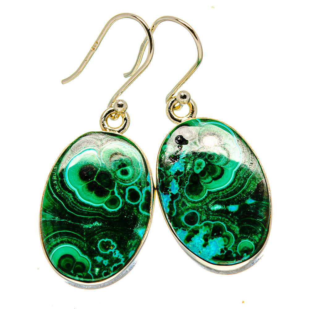 Malachite In Chrysocolla Earrings handcrafted by Anasilvercos - EARR416272
