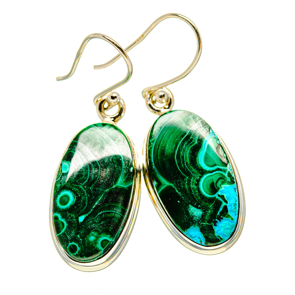 Malachite In Chrysocolla Earrings handcrafted by Anasilvercos - EARR416309