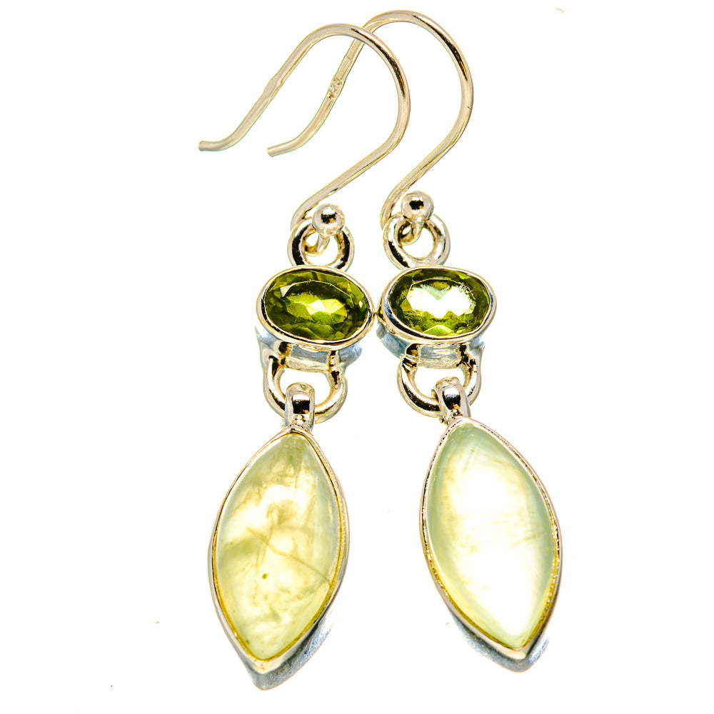 Prehnite, Peridot Earrings handcrafted by Anasilvercos - EARR416310
