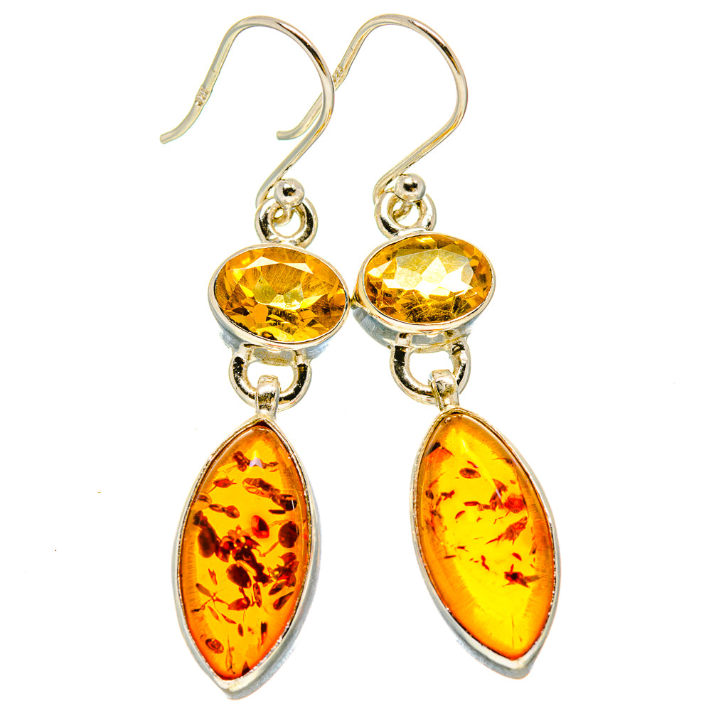 Baltic Amber, Citrine Earrings handcrafted by Anasilvercos - EARR416315