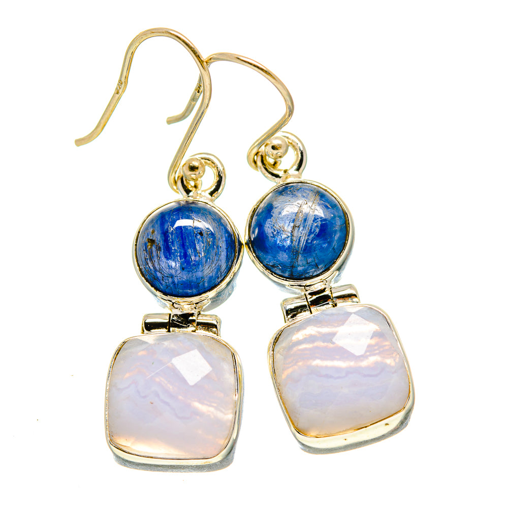 Blue Lace Agate, Kyanite Earrings handcrafted by Anasilvercos - EARR416320