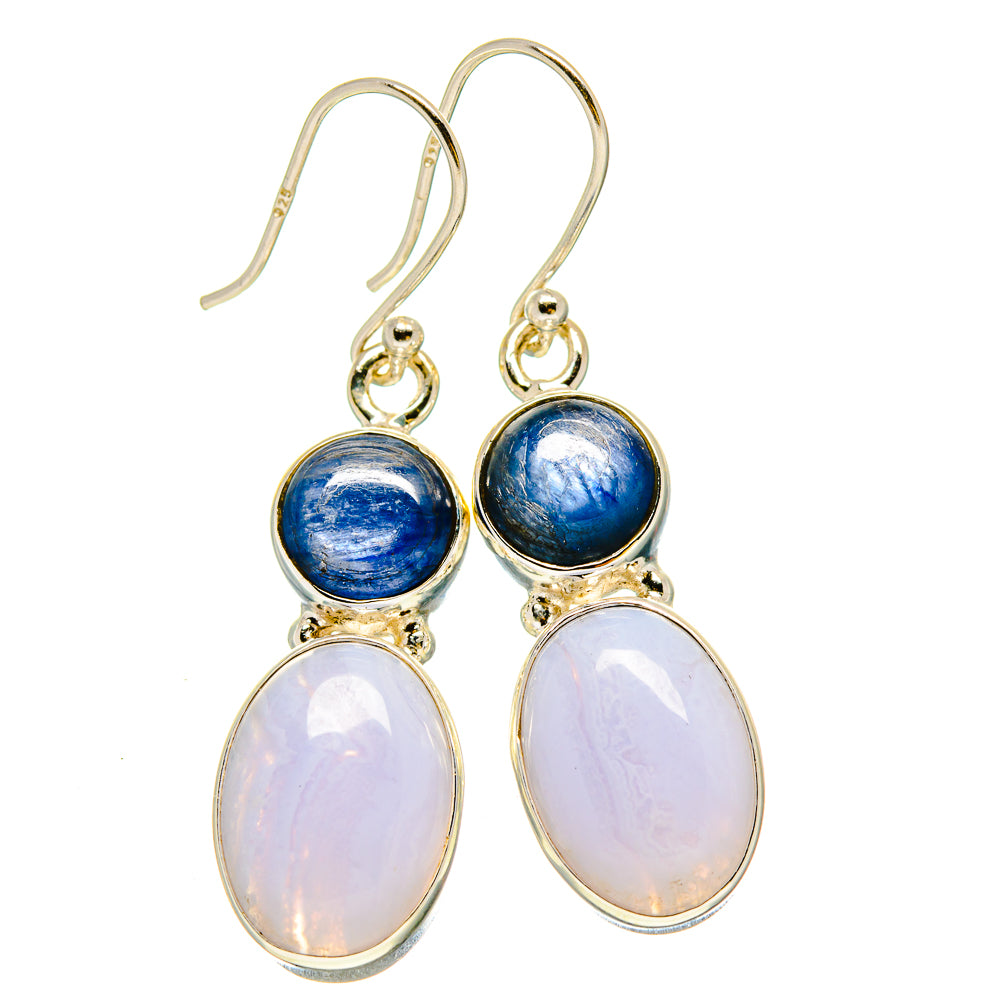 Blue Lace Agate, Kyanite Earrings handcrafted by Anasilvercos - EARR416331