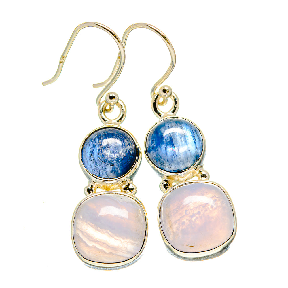 Blue Lace Agate, Kyanite Earrings handcrafted by Anasilvercos - EARR416332
