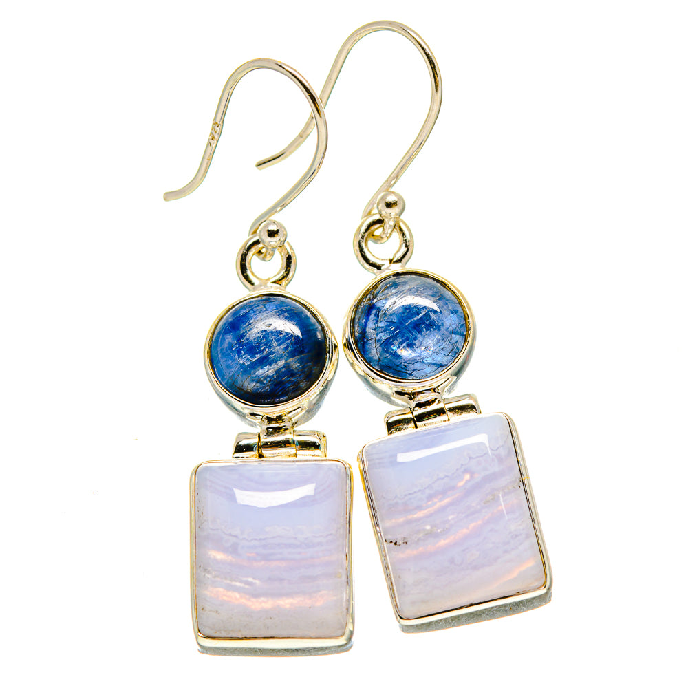 Blue Lace Agate, Kyanite Earrings handcrafted by Anasilvercos - EARR416341