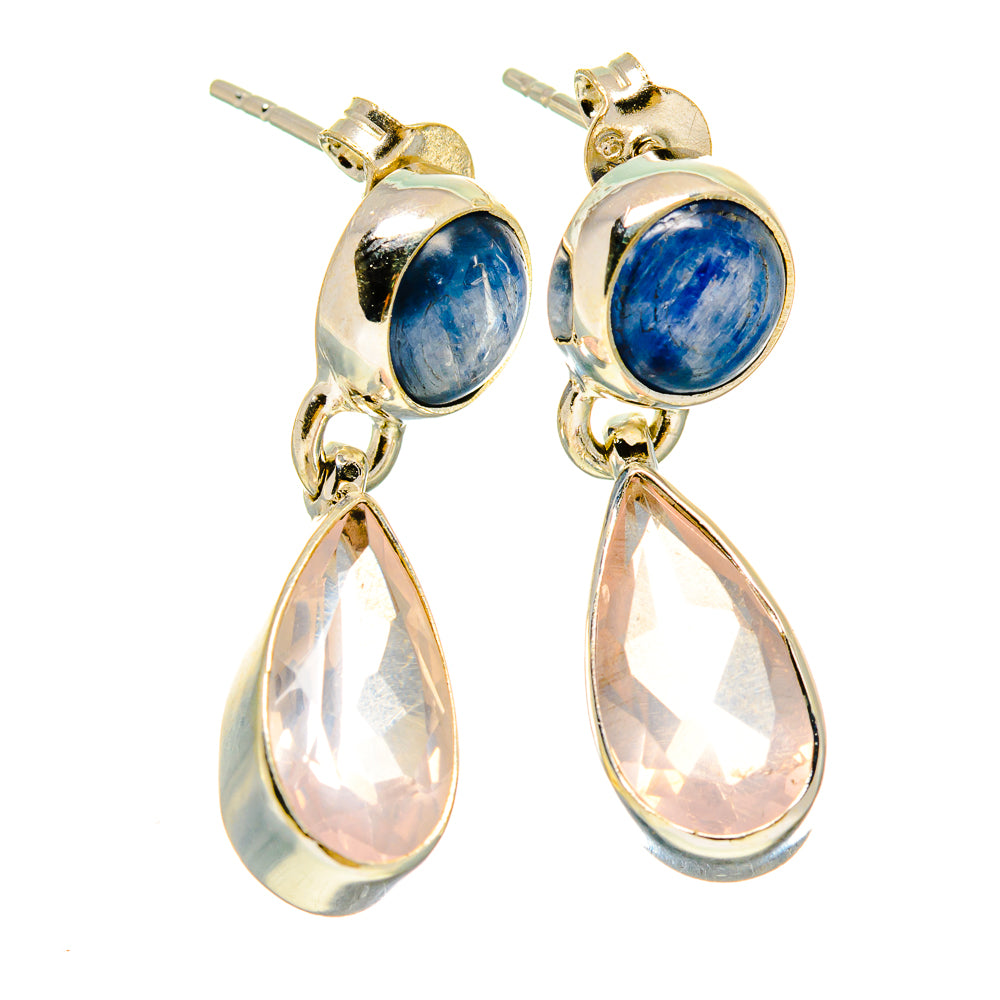 Rose Quartz, Kyanite Earrings handcrafted by Anasilvercos - EARR416362