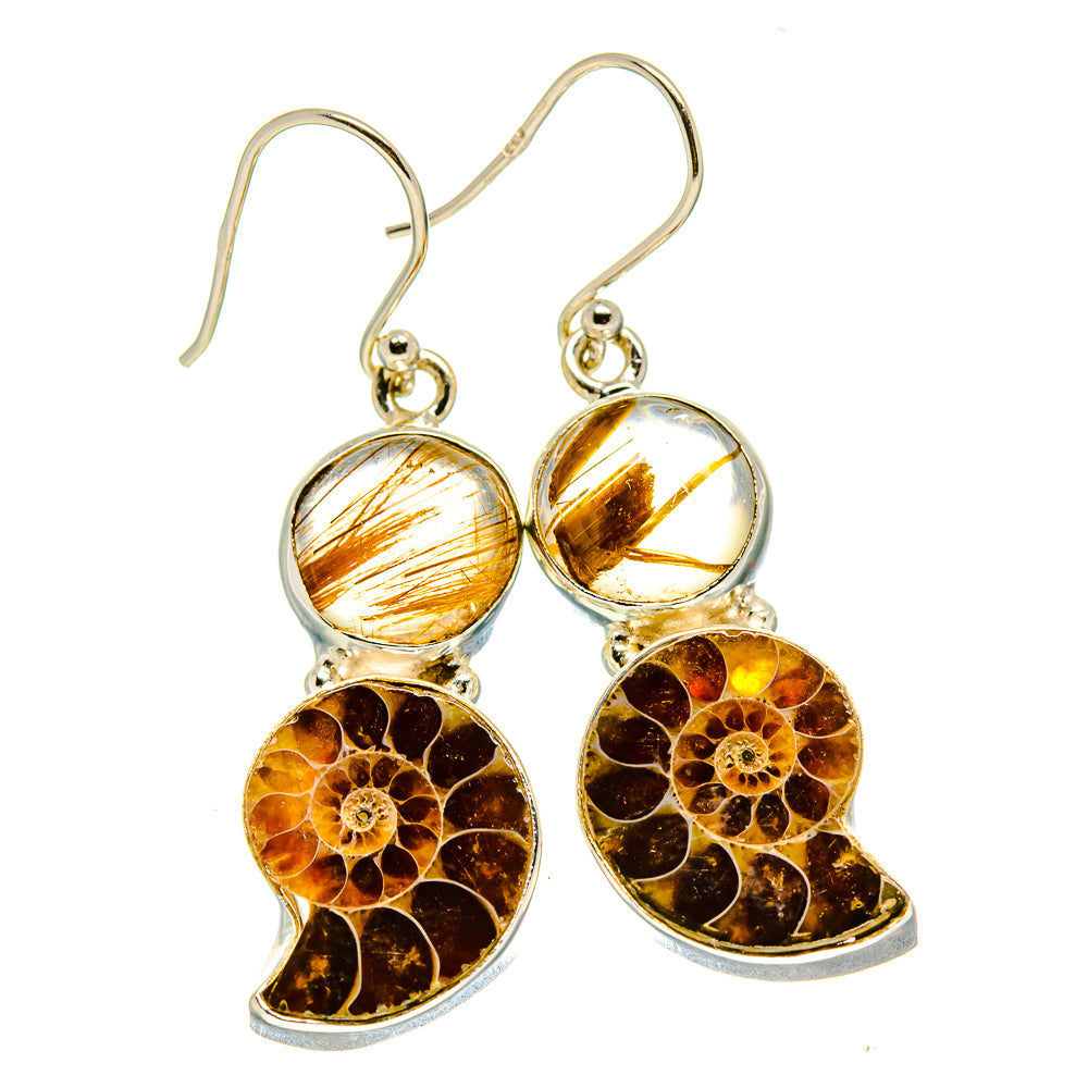 Ammonite Fossil Earrings handcrafted by Anasilvercos - EARR416389