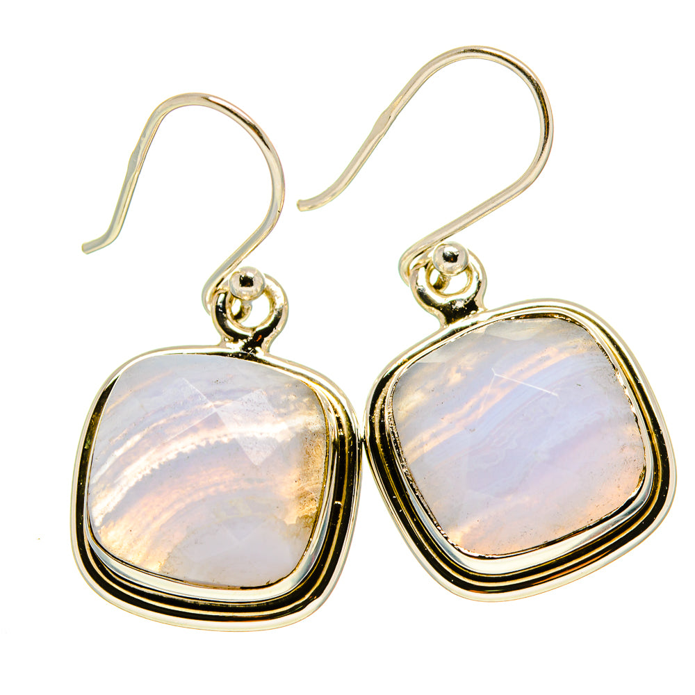 Blue Lace Agate Earrings handcrafted by Anasilvercos - EARR416392