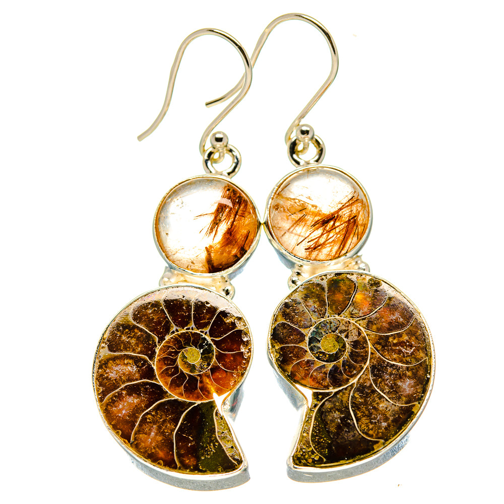 Ammonite Fossil Earrings handcrafted by Anasilvercos - EARR416394