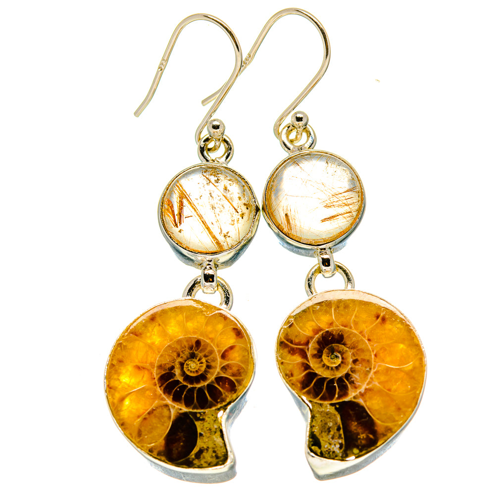 Ammonite Fossil Earrings handcrafted by Anasilvercos - EARR416398