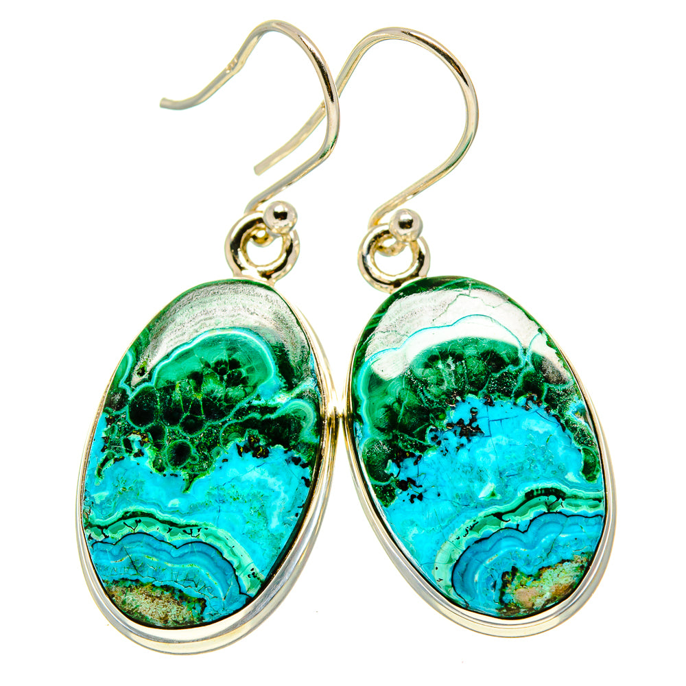 Malachite In Chrysocolla Earrings handcrafted by Anasilvercos - EARR416399
