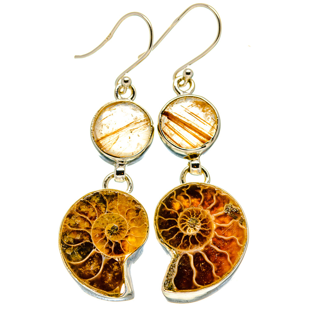 Ammonite Fossil Earrings handcrafted by Anasilvercos - EARR416403