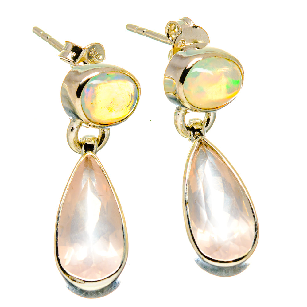 Rose Quartz Earrings handcrafted by Anasilvercos - EARR416423