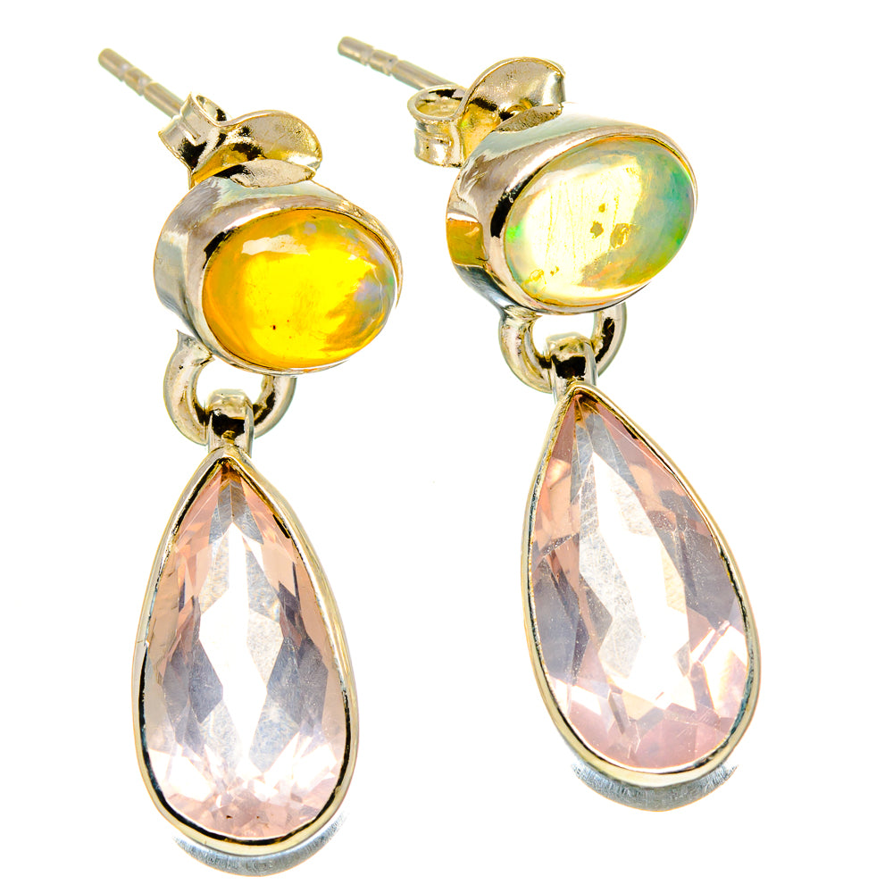 Rose Quartz Earrings handcrafted by Anasilvercos - EARR416439