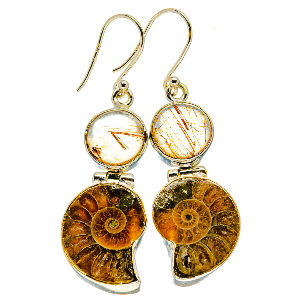 Ammonite Fossil Earrings handcrafted by Anasilvercos - EARR416500