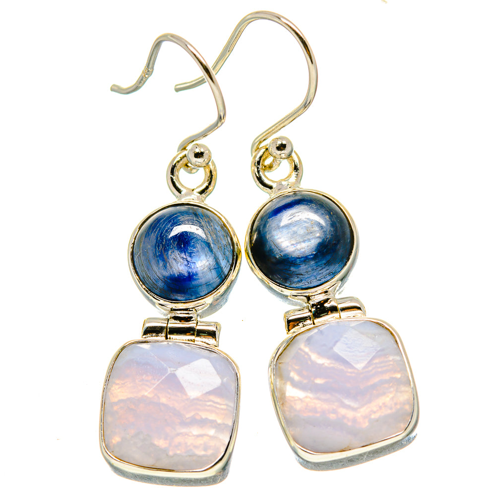 Blue Lace Agate Earrings handcrafted by Anasilvercos - EARR416502