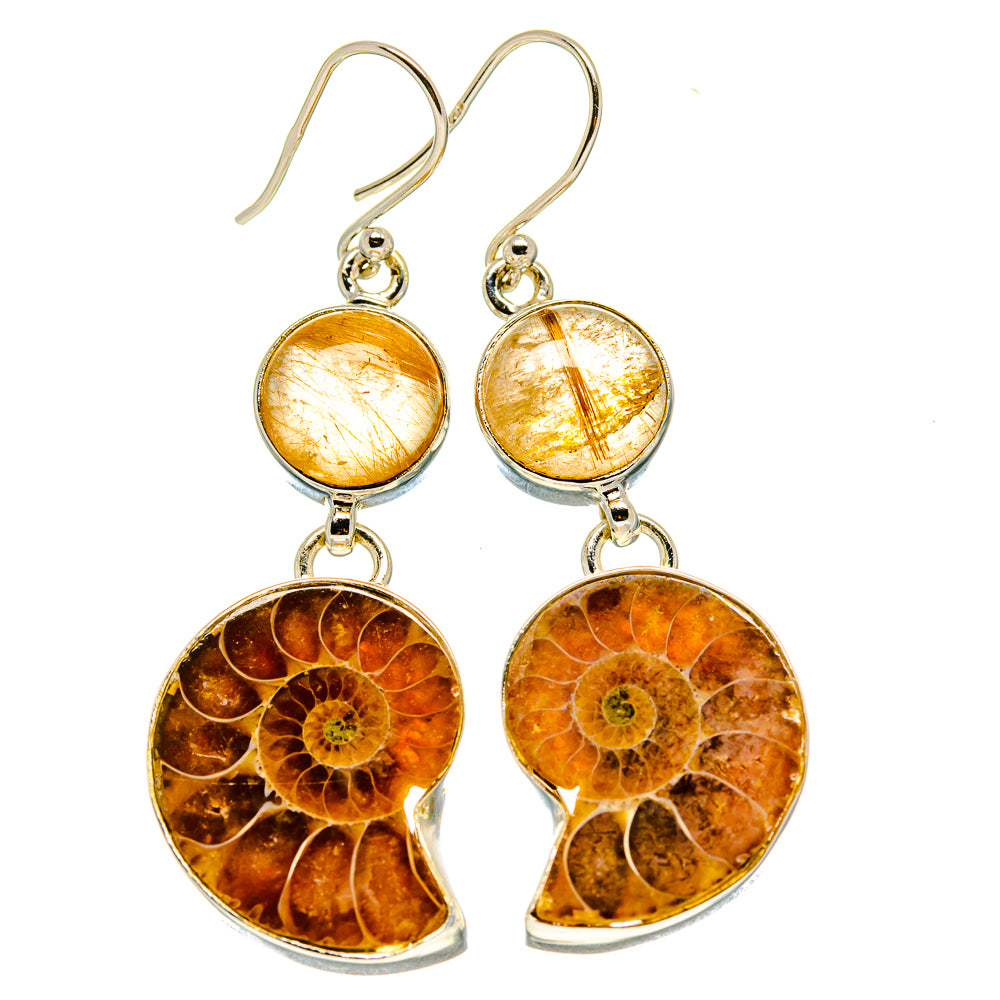 Ammonite Fossil Earrings handcrafted by Anasilvercos - EARR416510