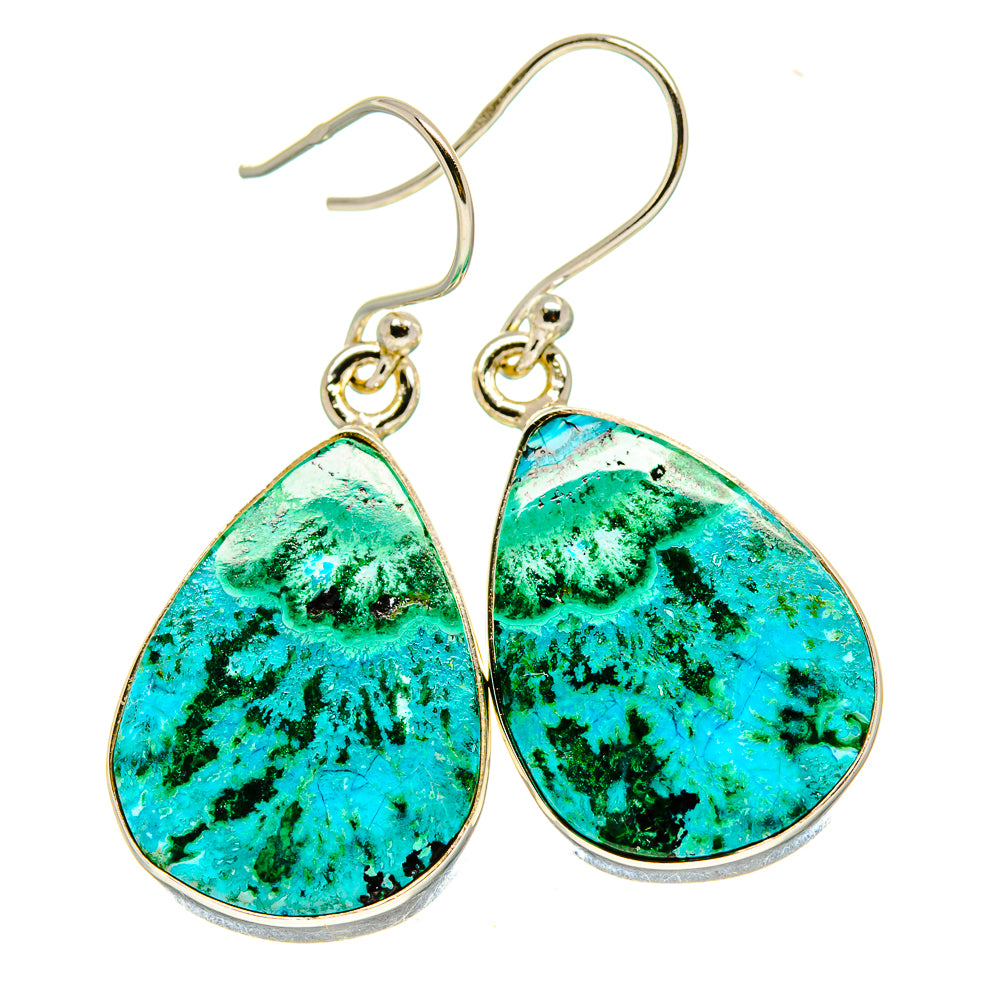 Malachite In Chrysocolla Earrings handcrafted by Anasilvercos - EARR416511