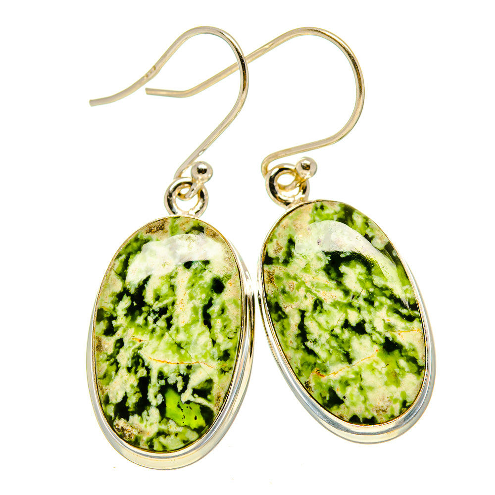 Australian Green Opal Earrings handcrafted by Anasilvercos - EARR416515