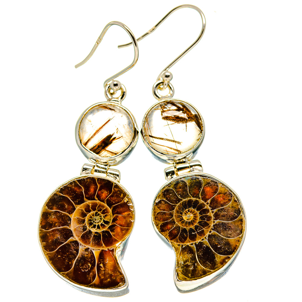 Ammonite Fossil Earrings handcrafted by Anasilvercos - EARR416516