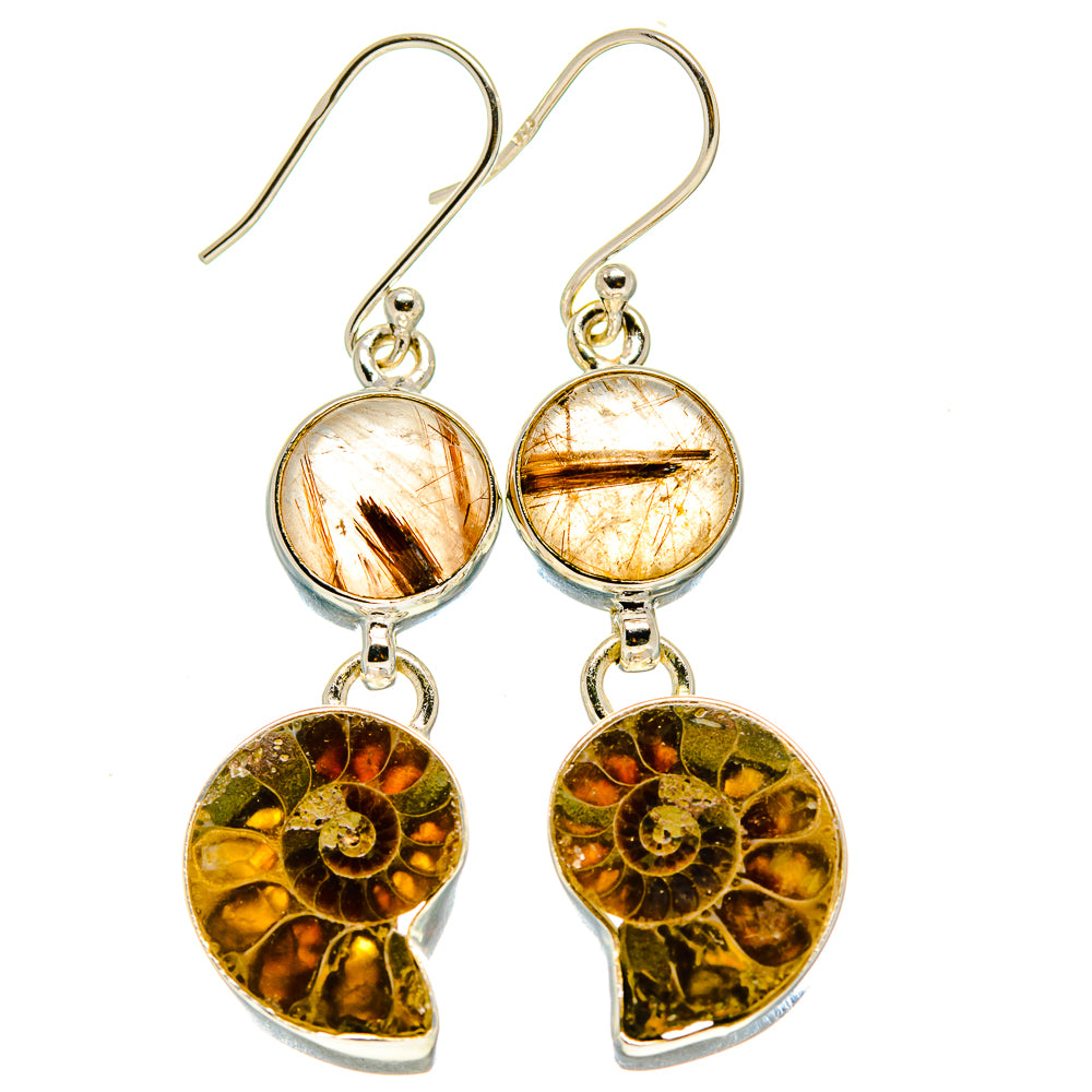 Ammonite Fossil Earrings handcrafted by Anasilvercos - EARR416523