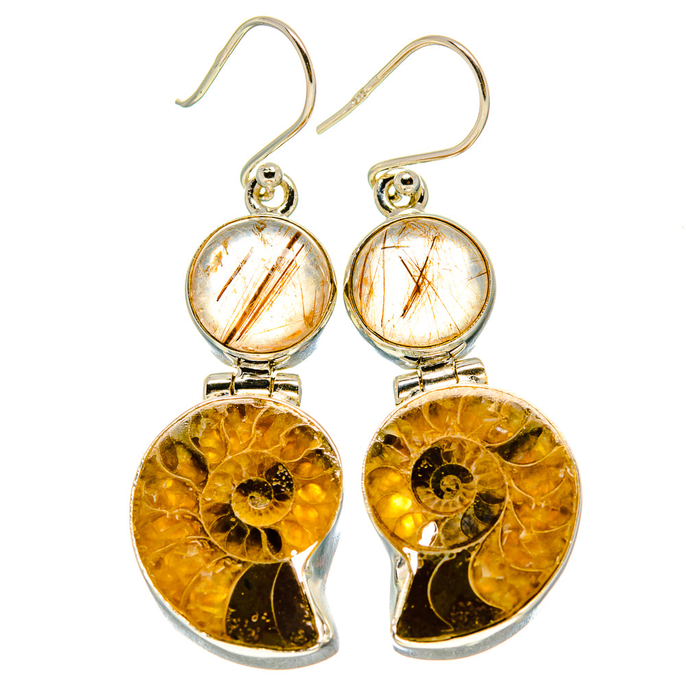 Ammonite Fossil Earrings handcrafted by Anasilvercos - EARR416527