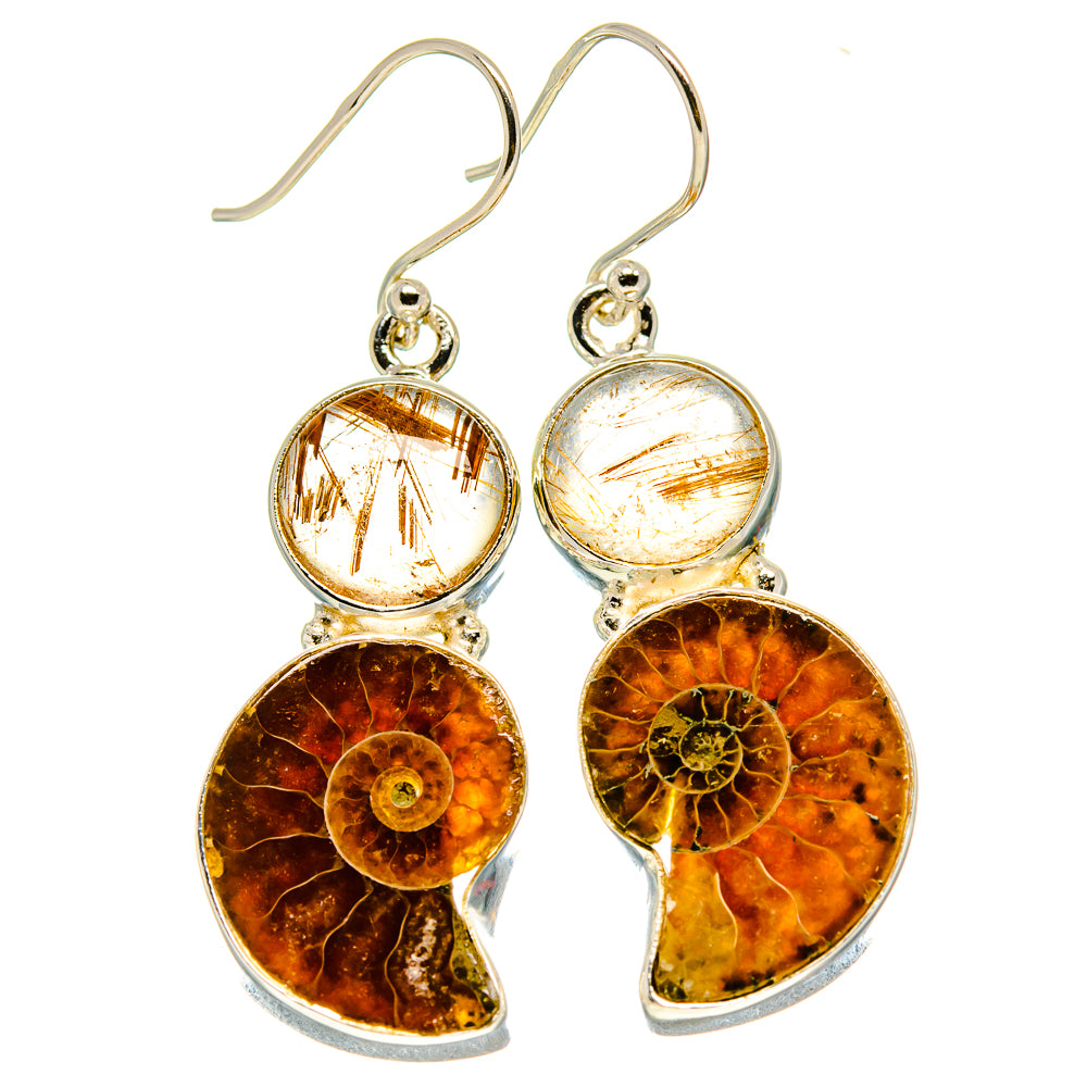Ammonite Fossil Earrings handcrafted by Anasilvercos - EARR416531