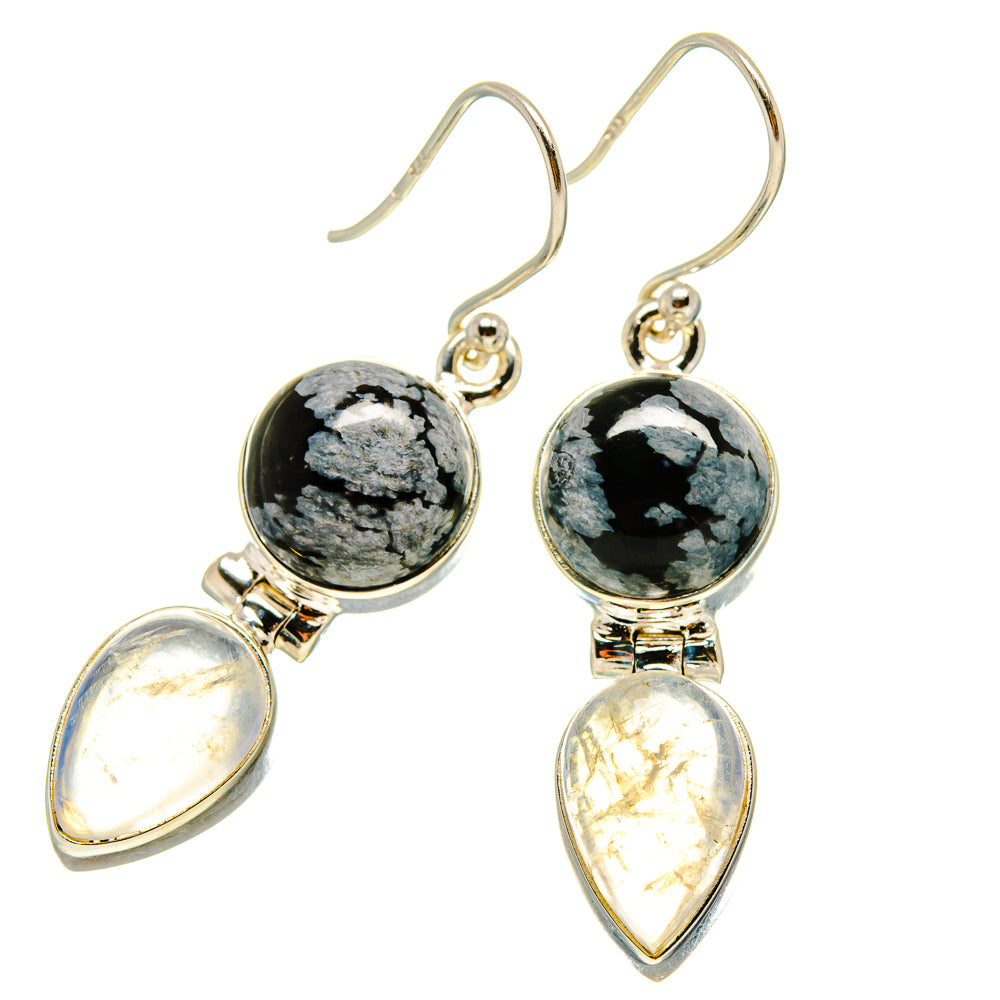 Snowflake Obsidian Earrings handcrafted by Anasilvercos - EARR416571