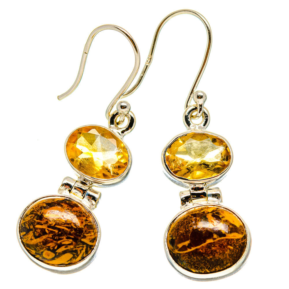 Palm Wood Jasper Earrings handcrafted by Anasilvercos - EARR416578