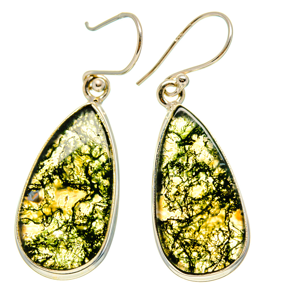 Green Moss Agate Earrings handcrafted by Anasilvercos - EARR416579