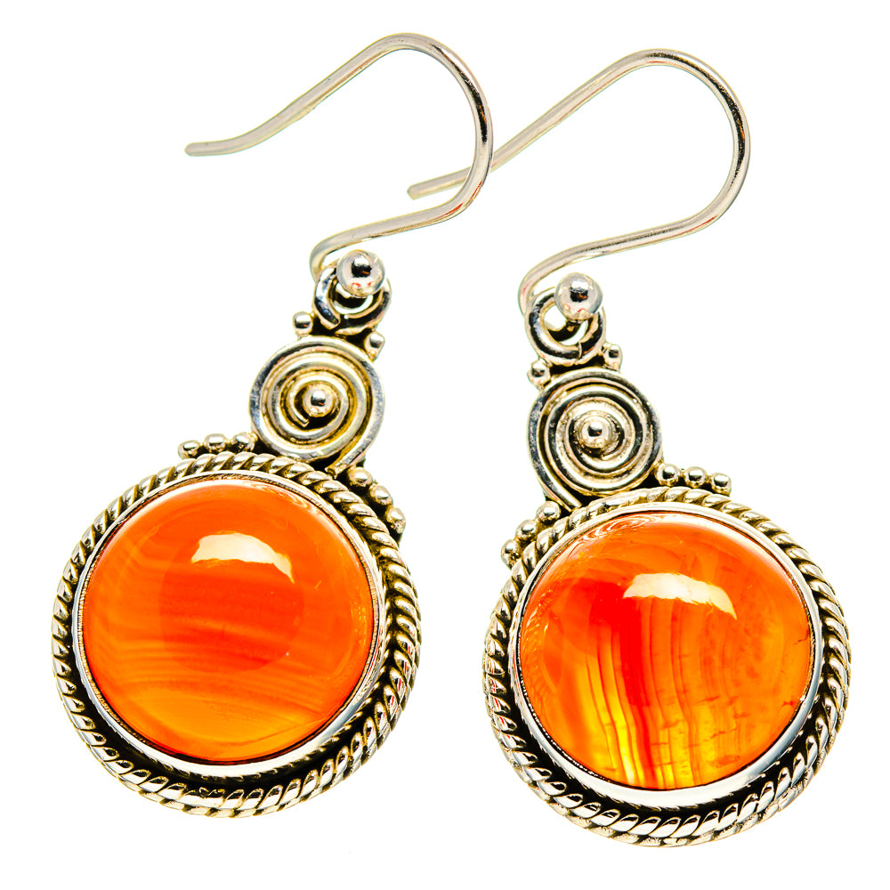 Orange Botswana Agate Earrings handcrafted by Anasilvercos - EARR416664